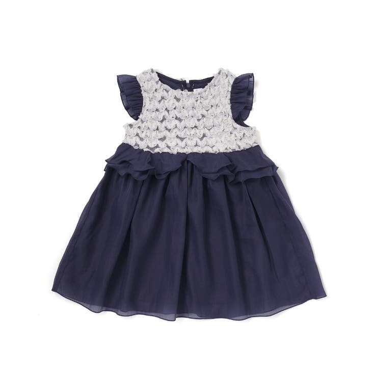 ネイビー | ふわふわオーガンジーフリルリボンペプラムドレス風ジャンパースカート(90~130… | SLAP SLIP