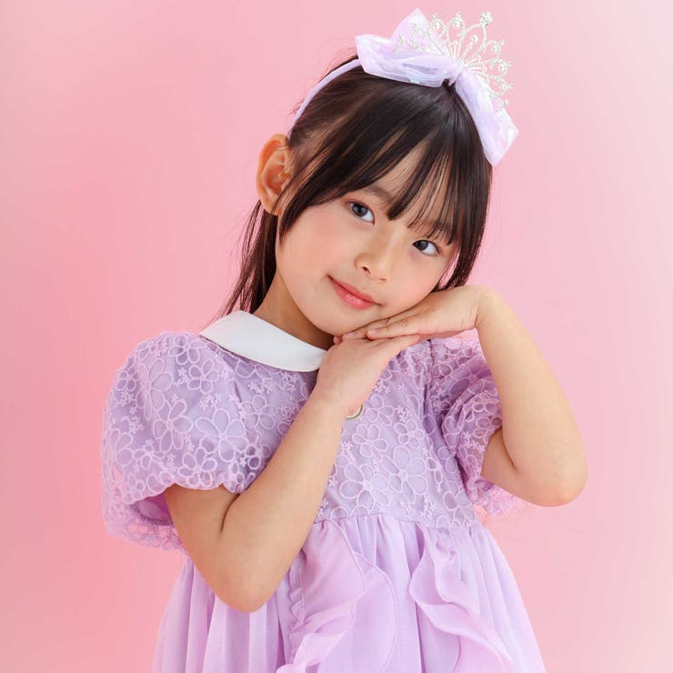 【スラプリ】オーガンジーパフスリーブワンピース(90~130cm) | SLAP SLIP | 詳細画像4 