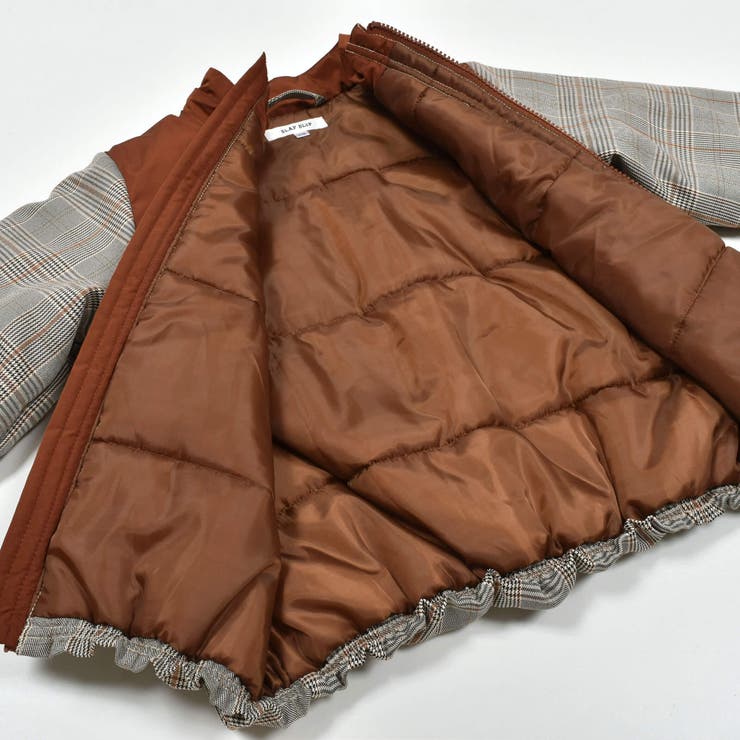 タフタ切替中綿チェック柄コート(80~130cm)[品番：BEBK0007893
