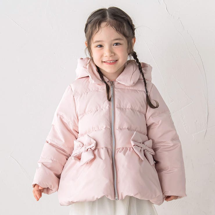 フード取り外しリボンペプラムダウンジャケット(90~140cm)[品番