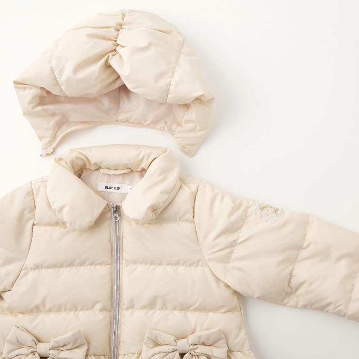 フード取り外しリボンペプラムダウンジャケット(90~140cm)[品番