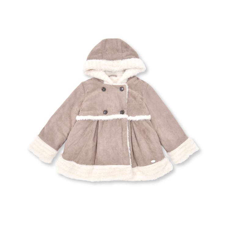 フード付きファーダブルムートンコート(90~140cm)[品番：BEBK0010183