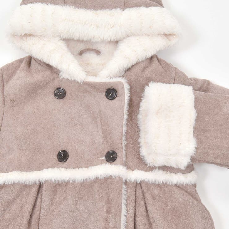 〈バーバリー〉フード付きムートンコート 160 ホワイト フード付きファーダブルムートンコート(90~140cm)[品番：BEBK0010183