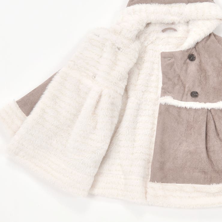 フード付きファーダブルムートンコート(90~140cm)[品番：BEBK0010183