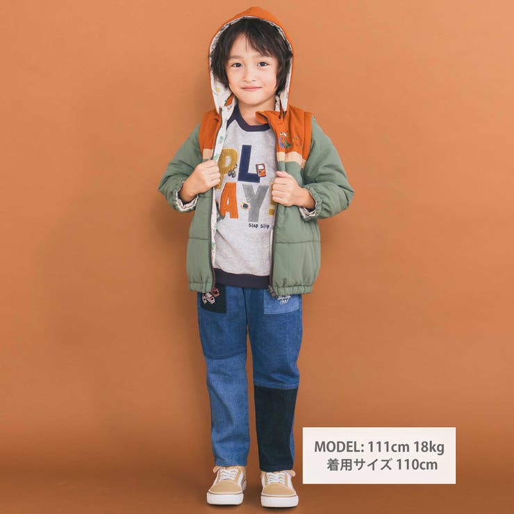 【お揃い】バイカラー恐竜ロケット総柄8WAYコート(80~130cm) | SLAP SLIP | 詳細画像2 