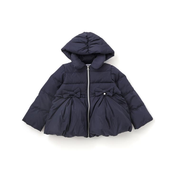 フード付き腰リボンペプラムダウンコート(90~130cm)[品番：BEBK0012137