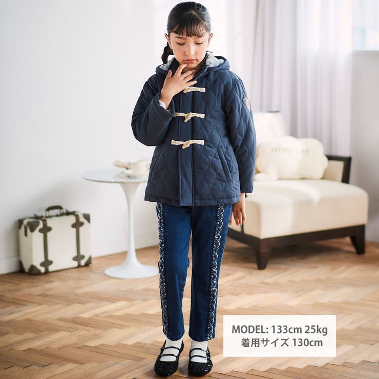 キルトタフタ×チェックファーダッフルコート(80~130cm) | SLAP SLIP | 詳細画像4 