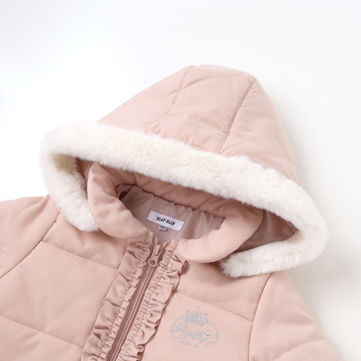 ふわふわファーポケットフリルたっぷり中綿ロングコート(90～130cm） | SLAP SLIP | 詳細画像6 