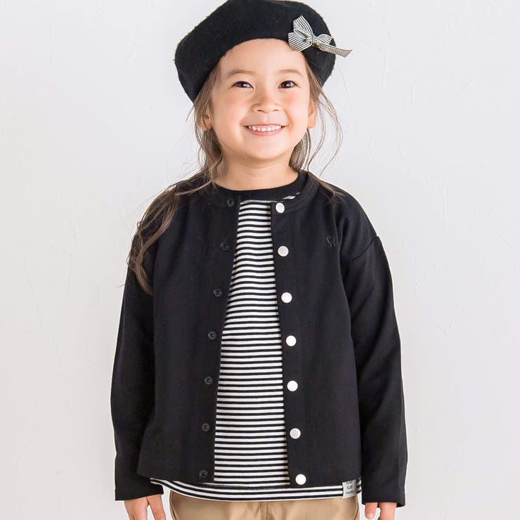 ブラック | 【WEB限定 スララク】ずっと一軍！スナップボタンカーディガン(100~160c… | SLAP SLIP