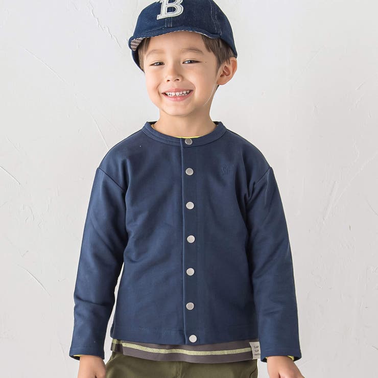 ネイビー | 【WEB限定 スララク】ずっと一軍！スナップボタンカーディガン(100~160c… | SLAP SLIP