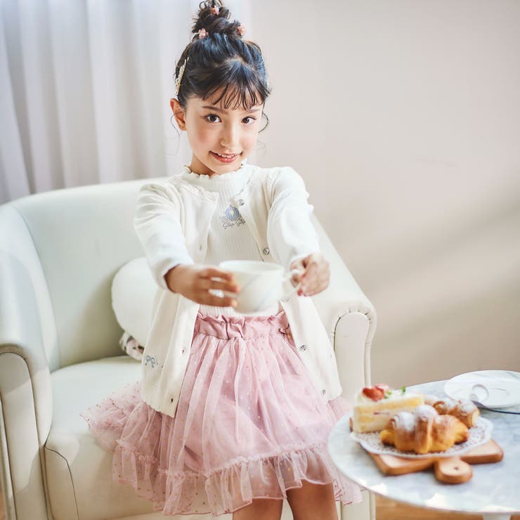 ジュエル風ボタン縁スカラップニットカーディガン(90~130cm) | SLAP SLIP | 詳細画像4 