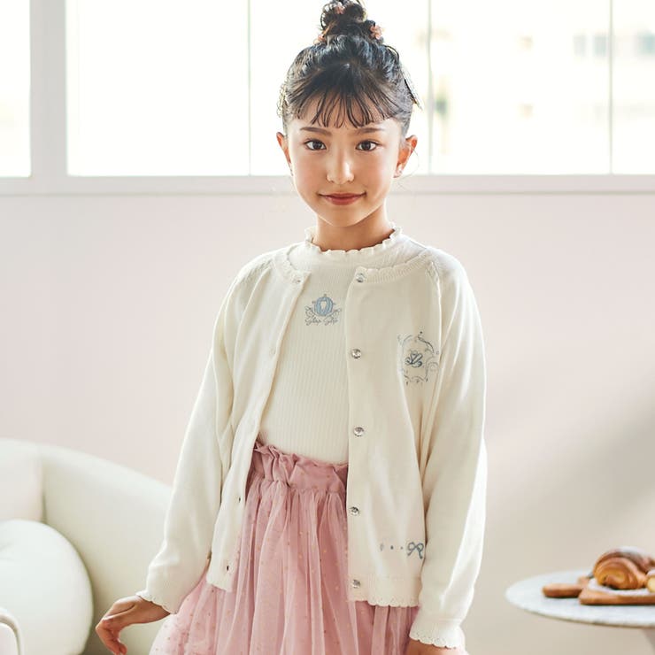 ジュエル風ボタン縁スカラップニットカーディガン(90~130cm) | SLAP SLIP | 詳細画像5 