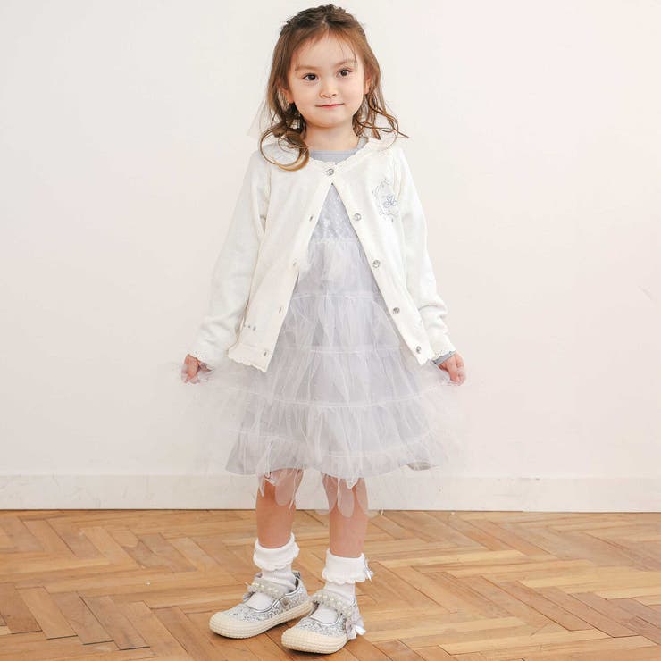 ジュエル風ボタン縁スカラップニットカーディガン(90~130cm) | SLAP SLIP | 詳細画像6 