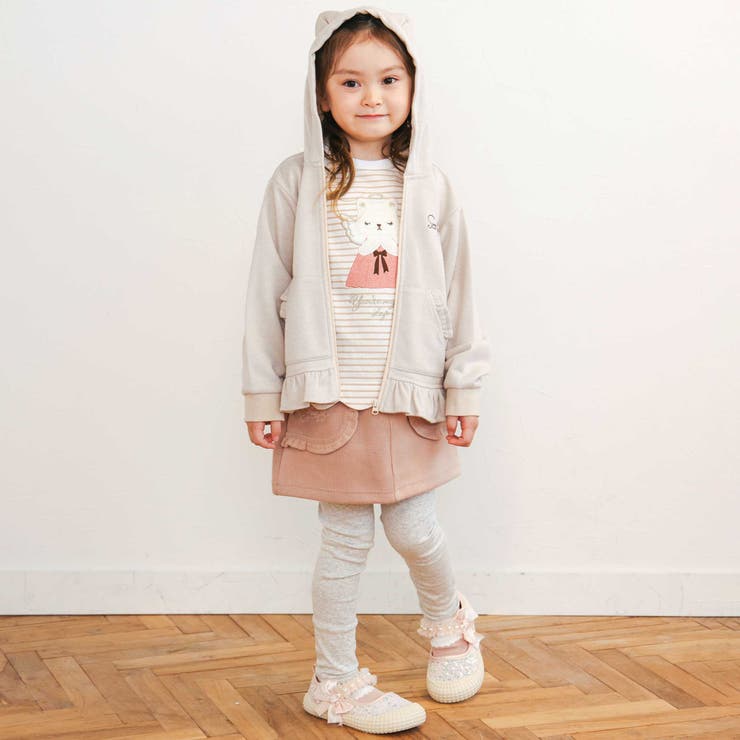 アニマルネコウサギ耳付きフード裾フリルフルジップパーカー(80~130cm) | SLAP SLIP | 詳細画像3 