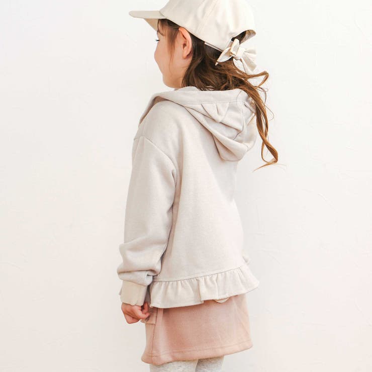 アニマルネコウサギ耳付きフード裾フリルフルジップパーカー(80~130cm) | SLAP SLIP | 詳細画像5 