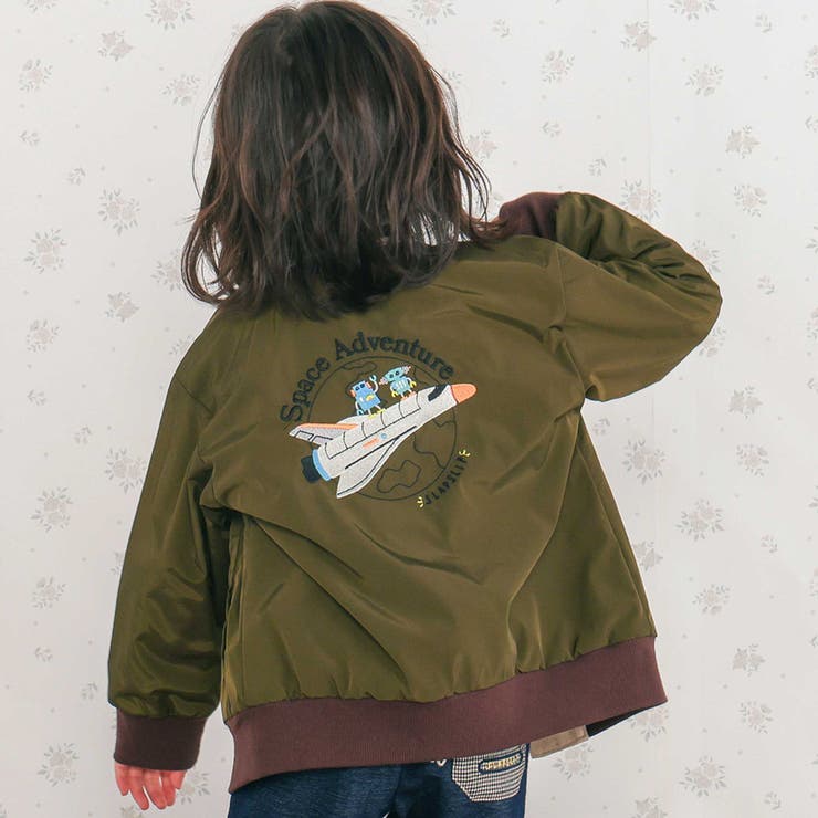 アニマルイヌ消防車スペースシャトルロボット背中刺しゅうリバーシブルスタジャン(8… | SLAP SLIP | 詳細画像1 