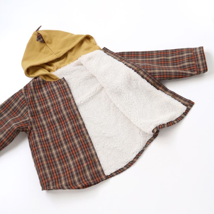 【リバーシブル】ツンツン恐竜トサカフード付きチェックボアジャケット(80~130… | SLAP SLIP | 詳細画像20 