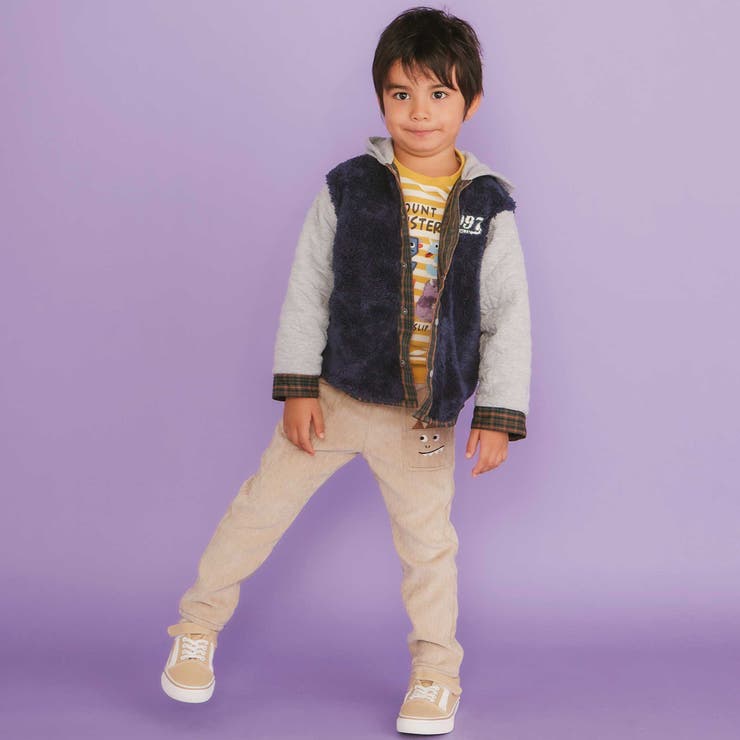 【リバーシブル】ツンツン恐竜トサカフード付きチェックボアジャケット(80~130… | SLAP SLIP | 詳細画像28 