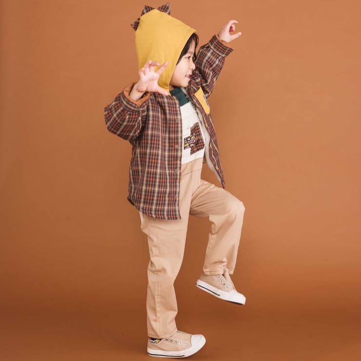 【リバーシブル】ツンツン恐竜トサカフード付きチェックボアジャケット(80~130… | SLAP SLIP | 詳細画像29 