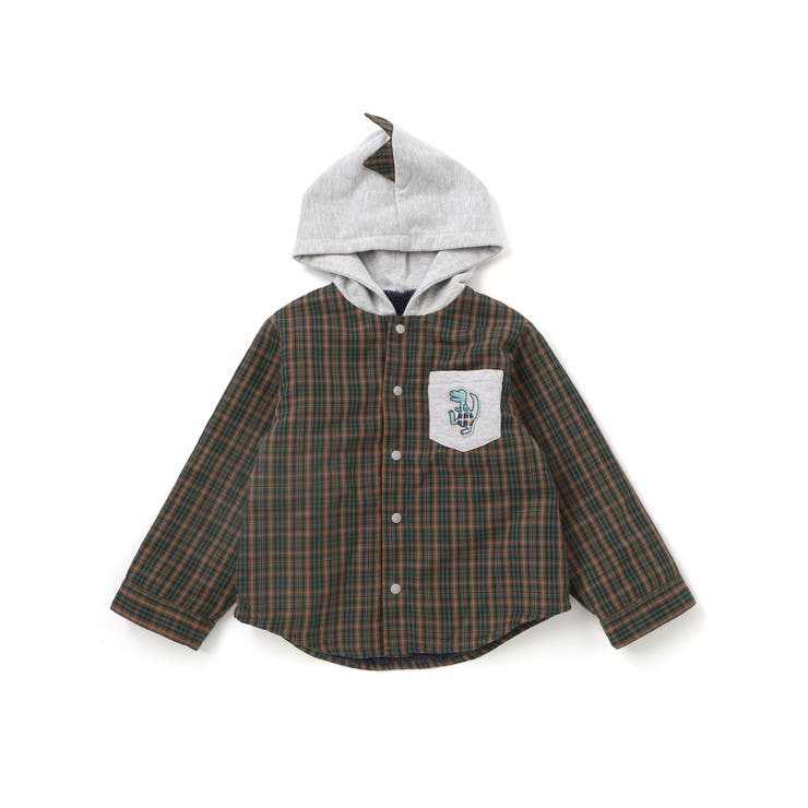 【リバーシブル】ツンツン恐竜トサカフード付きチェックボアジャケット(80~130… | SLAP SLIP | 詳細画像5 