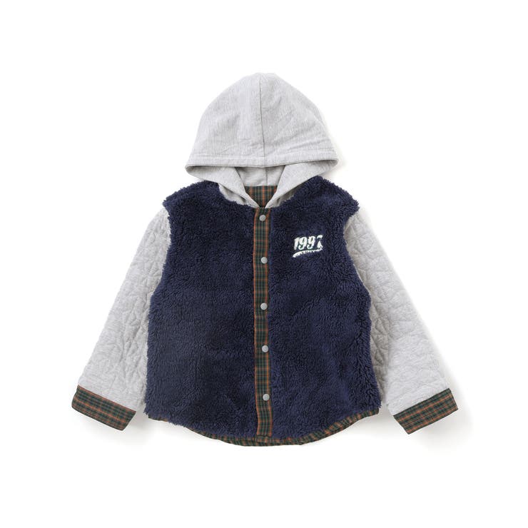 【リバーシブル】ツンツン恐竜トサカフード付きチェックボアジャケット(80~130… | SLAP SLIP | 詳細画像7 