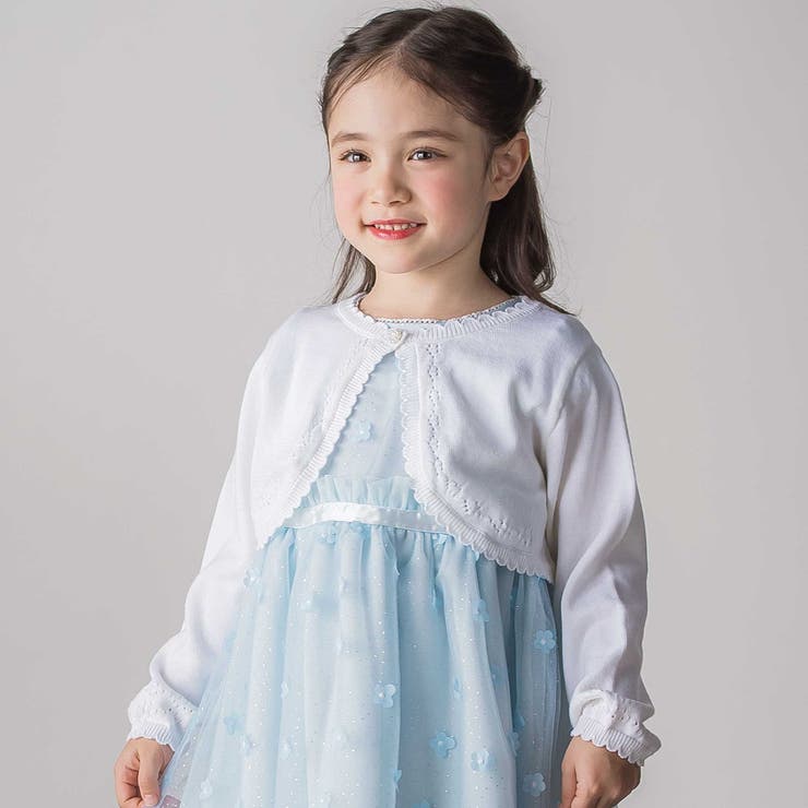 縁スカラップパール調ボタンニットカーディガン(110~130cm) | SLAP SLIP | 詳細画像1 