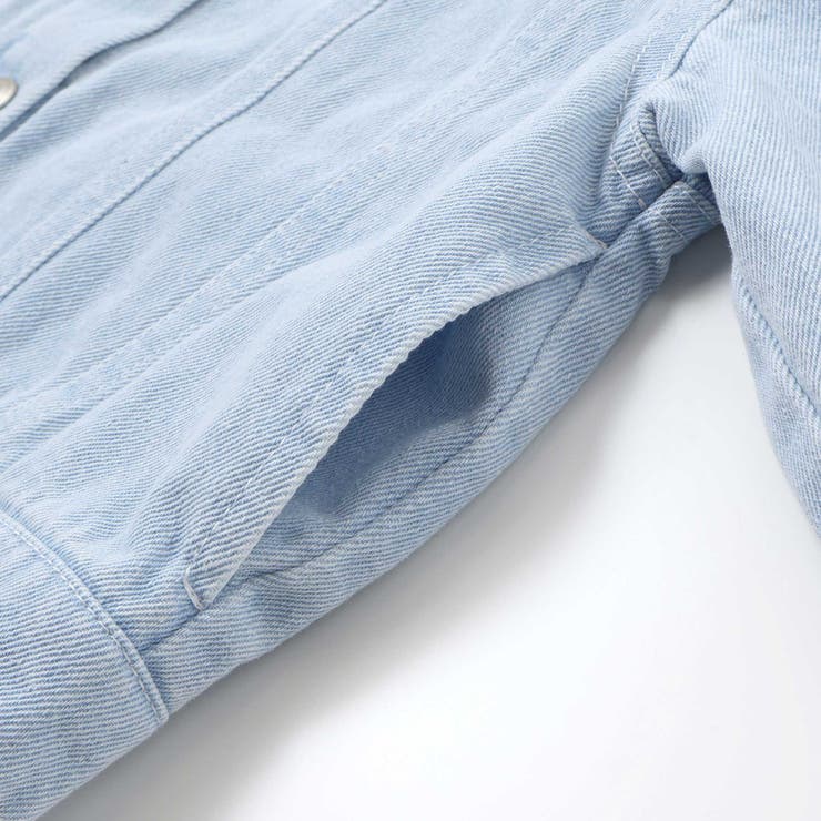 ツイルデニム後ろリボンレース刺しゅう入りノーカラージャケット(90~130cm) | SLAP SLIP | 詳細画像20 