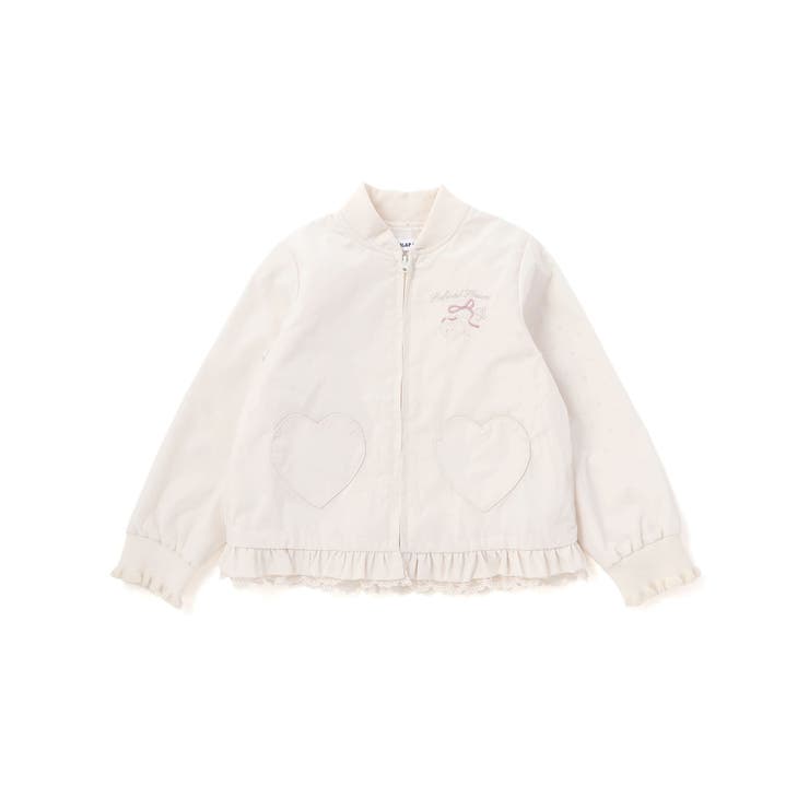 オフホワイト | リボン刺しゅう裾フレアタフタブルゾン(90~130cm) | SLAP SLIP