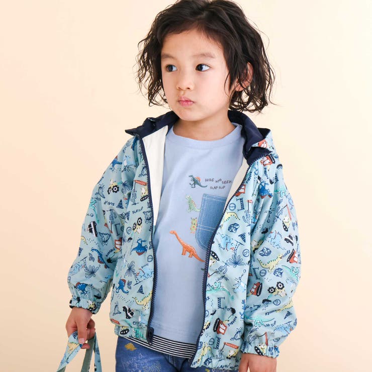 はたらく車・恐竜ラグランリバーシブルタフタジャケット(80~130cm) | SLAP SLIP | 詳細画像7 