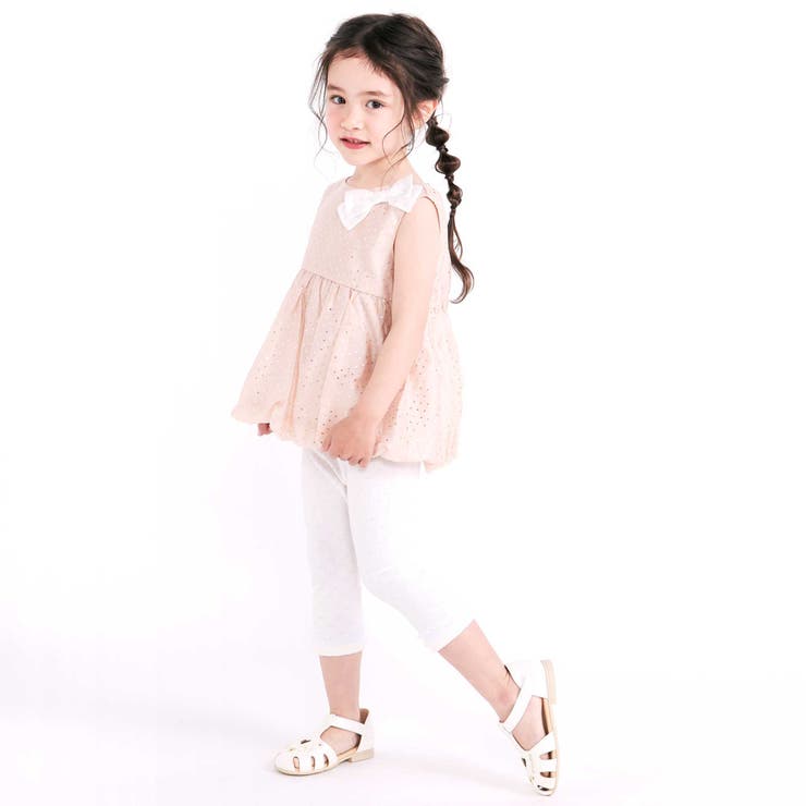 キラキラ箔プリントリボン付きバルーンオーガンジーブラウス(80~130cm) | SLAP SLIP | 詳細画像3 