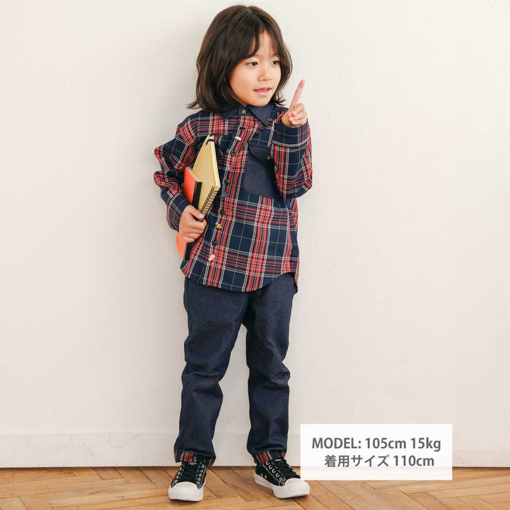 【お揃い】ツイル胸ポケットチェックシャツ(80~130cm) | SLAP SLIP | 詳細画像2 