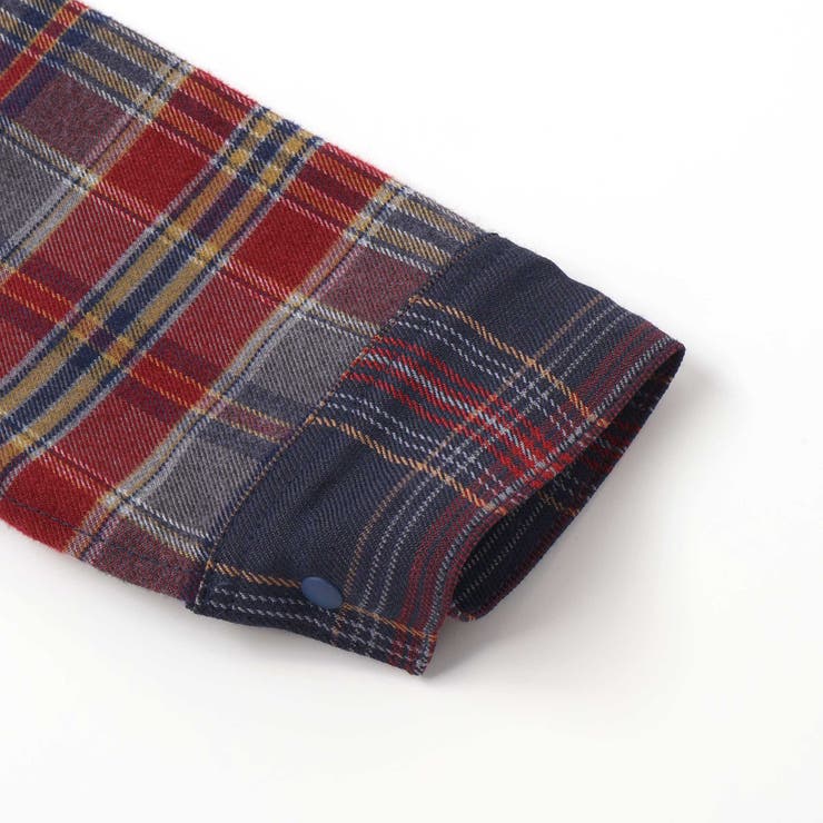 【お揃い】もこもこボア襟切り替えチェックシャツ(90~130cm) | SLAP SLIP | 詳細画像10 