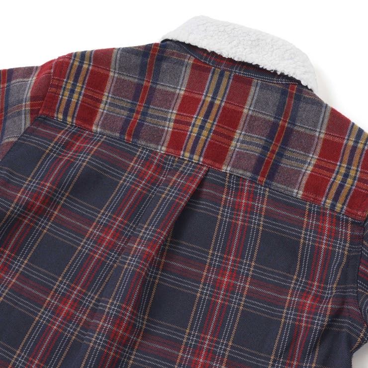 【お揃い】もこもこボア襟切り替えチェックシャツ(90~130cm) | SLAP SLIP | 詳細画像11 