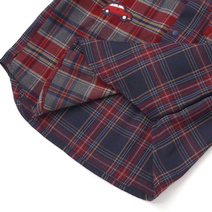 【お揃い】もこもこボア襟切り替えチェックシャツ(90~130cm) | SLAP SLIP | 詳細画像12 