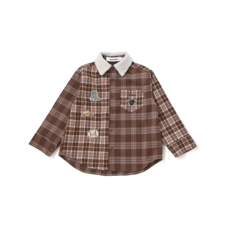 【お揃い】もこもこボア襟切り替えチェックシャツ(90~130cm) | SLAP SLIP | 詳細画像14 
