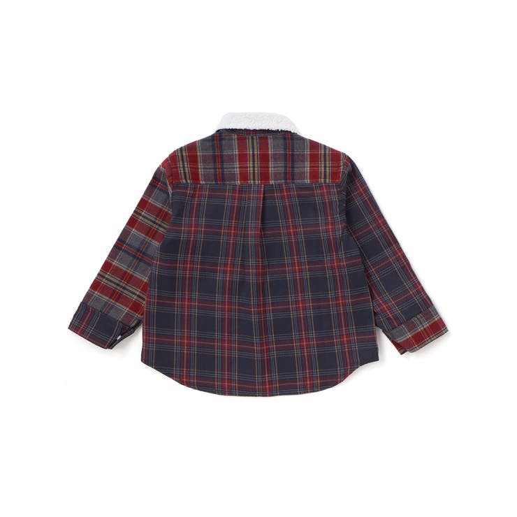 【お揃い】もこもこボア襟切り替えチェックシャツ(90~130cm) | SLAP SLIP | 詳細画像5 