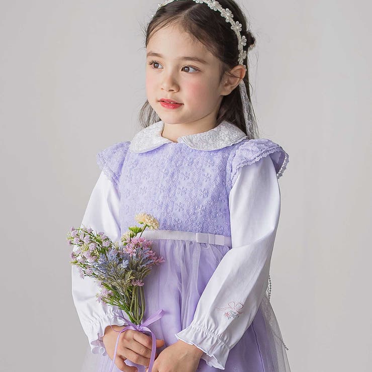 レース襟キラキラお花ボタンキャンディスリーブブラウス(110~130cm) | SLAP SLIP | 詳細画像3 