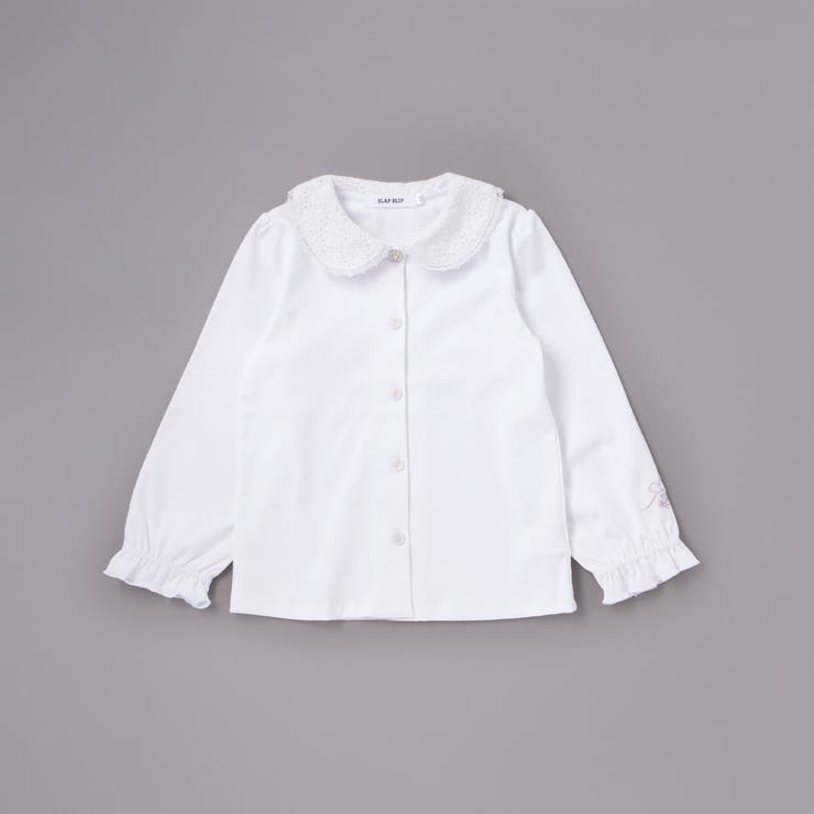 レース襟キラキラお花ボタンキャンディスリーブブラウス(110~130cm) | SLAP SLIP | 詳細画像5 