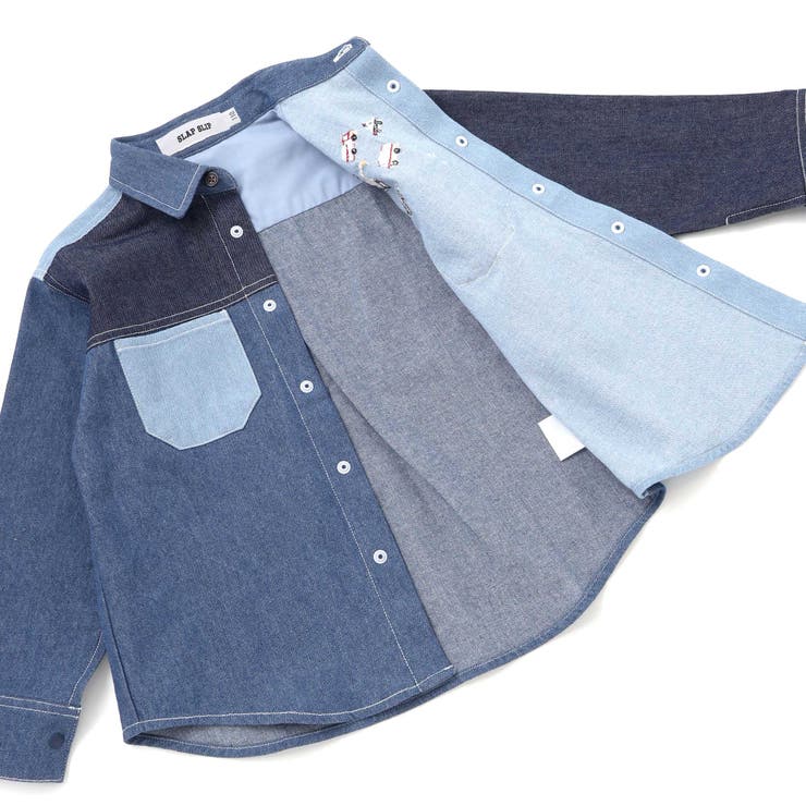 はたらくくるま刺しゅう胸ポケット切り替えデザインシャツ(80~130cm) | SLAP SLIP | 詳細画像11 