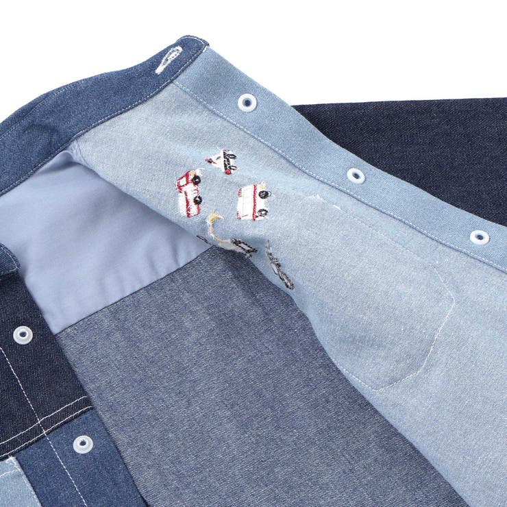 はたらくくるま刺しゅう胸ポケット切り替えデザインシャツ(80~130cm) | SLAP SLIP | 詳細画像12 