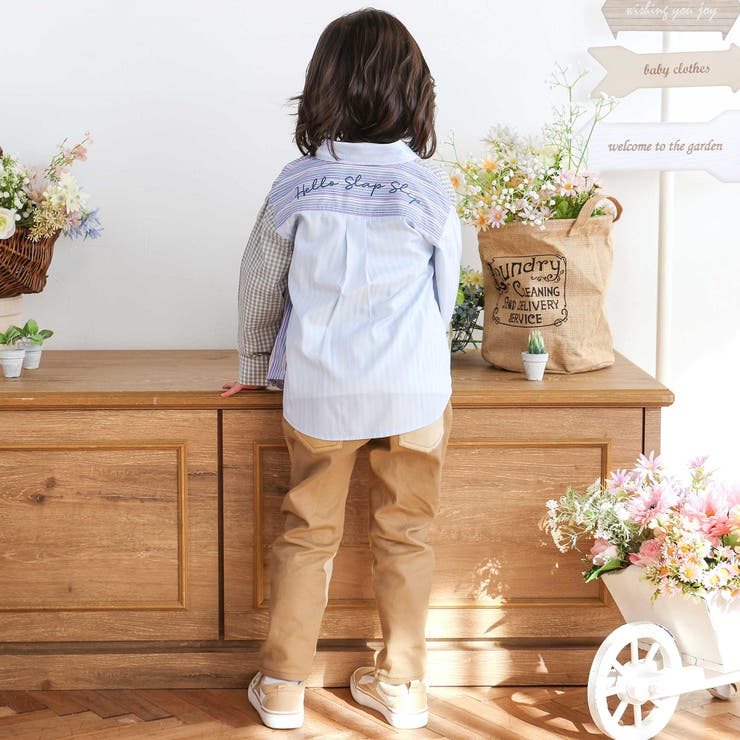 はたらくくるま刺しゅう胸ポケット切り替えデザインシャツ(80~130cm) | SLAP SLIP | 詳細画像3 