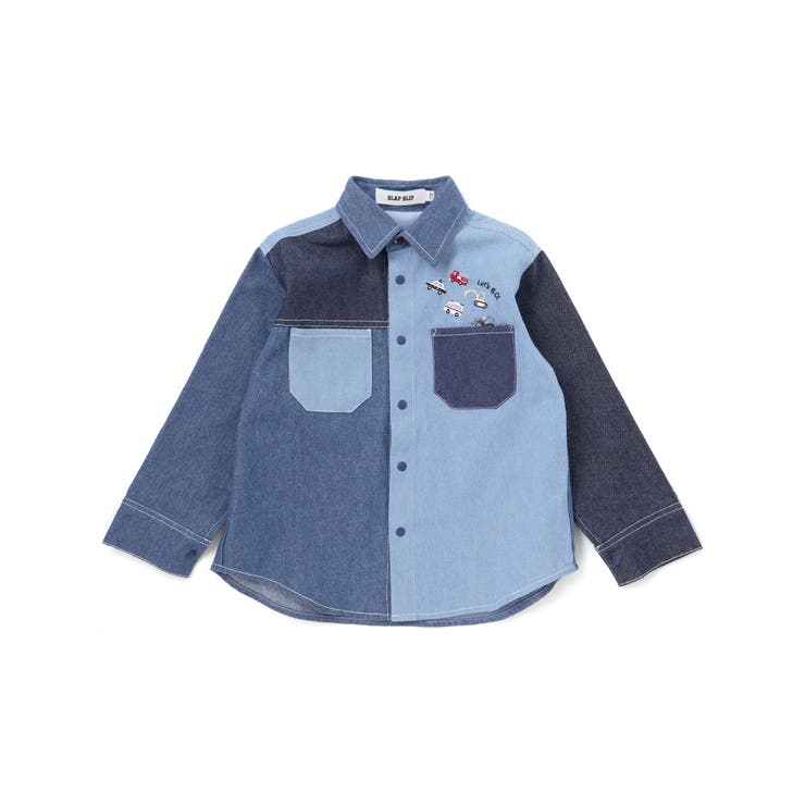 はたらくくるま刺しゅう胸ポケット切り替えデザインシャツ(80~130cm) | SLAP SLIP | 詳細画像7 