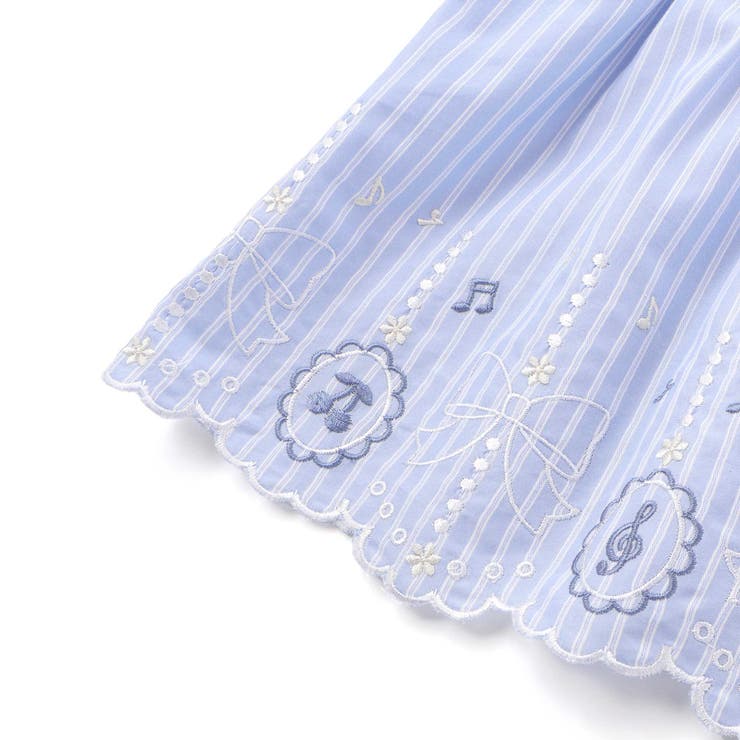 ストライプ＆花柄裾刺しゅうフレアブラウス(90~130cm) | SLAP SLIP | 詳細画像12 