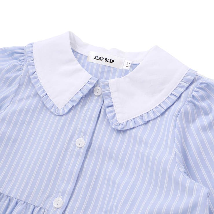 ストライプ＆花柄裾刺しゅうフレアブラウス(90~130cm) | SLAP SLIP | 詳細画像9 