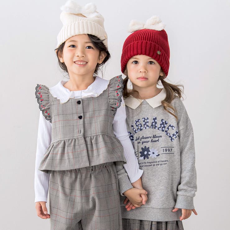 襟付花柄カレッジロゴプリントトレーナー(80~130cm) | SLAP SLIP | 詳細画像4 