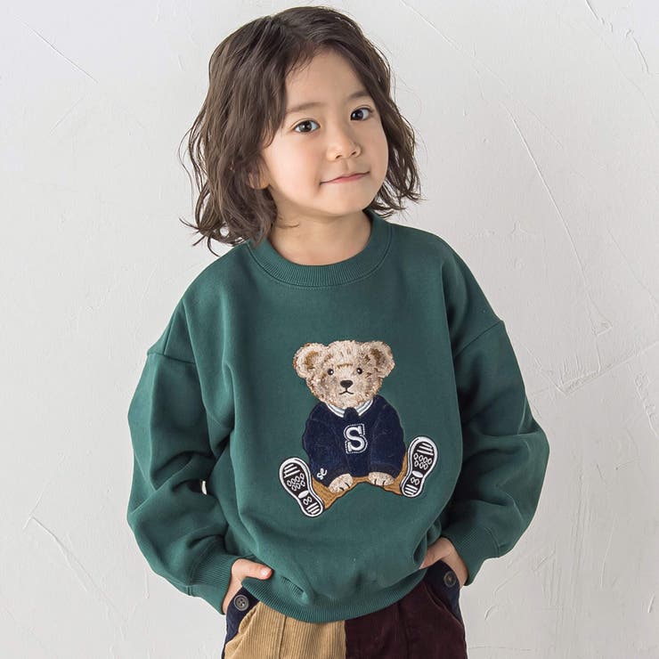 アニマルクマさん刺しゅう長袖トレーナー(80~120cm)[品番