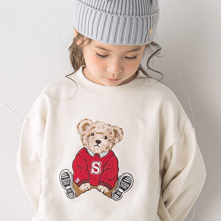 【りなちゃん】ミキハウス クマ刺繍 トレーナー ベージュ りなちゃん】ミキハウス クマ刺繍 トレーナー ベージュ りな