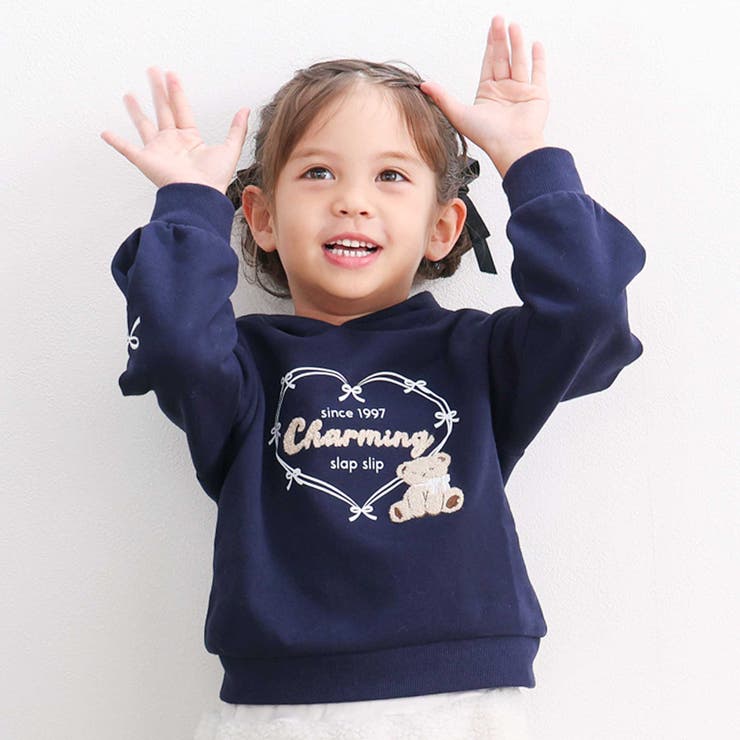 袖口タックサガラ刺しゅうリボンモチーフフーディー(80~130cm) | SLAP SLIP | 詳細画像1 