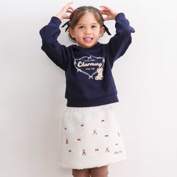 袖口タックサガラ刺しゅうリボンモチーフフーディー(80~130cm) | SLAP SLIP | 詳細画像3 