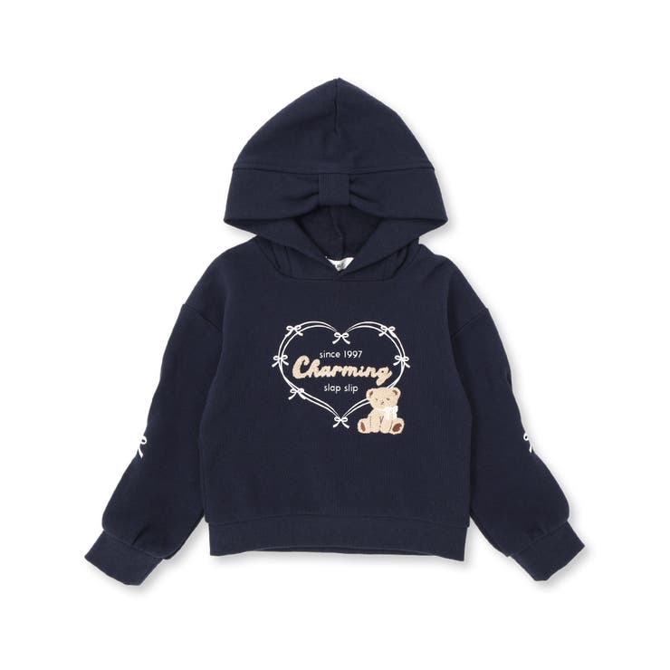 袖口タックサガラ刺しゅうリボンモチーフフーディー(80~130cm) | SLAP SLIP | 詳細画像4 